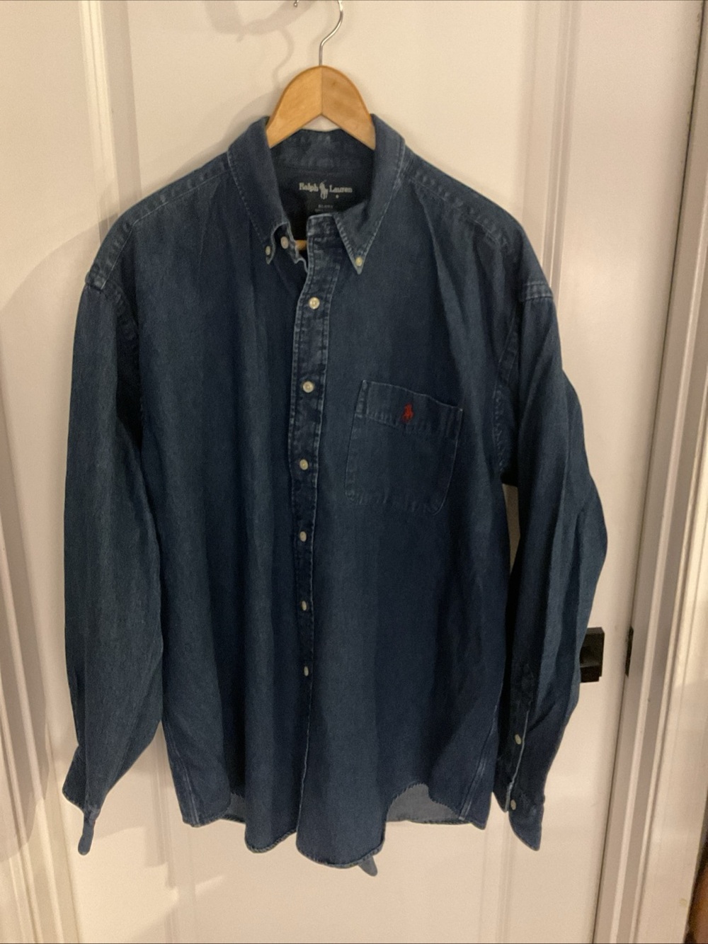Ralph Lauren - Denim Button-Down Shirt with Red Pony - Blue